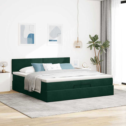 Struttura Letto Pouf con Materasso 200x200 cm in Velluto | homemem39
