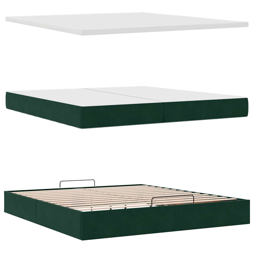 Struttura Letto Pouf con Materasso 200x200 cm in Velluto | homemem39