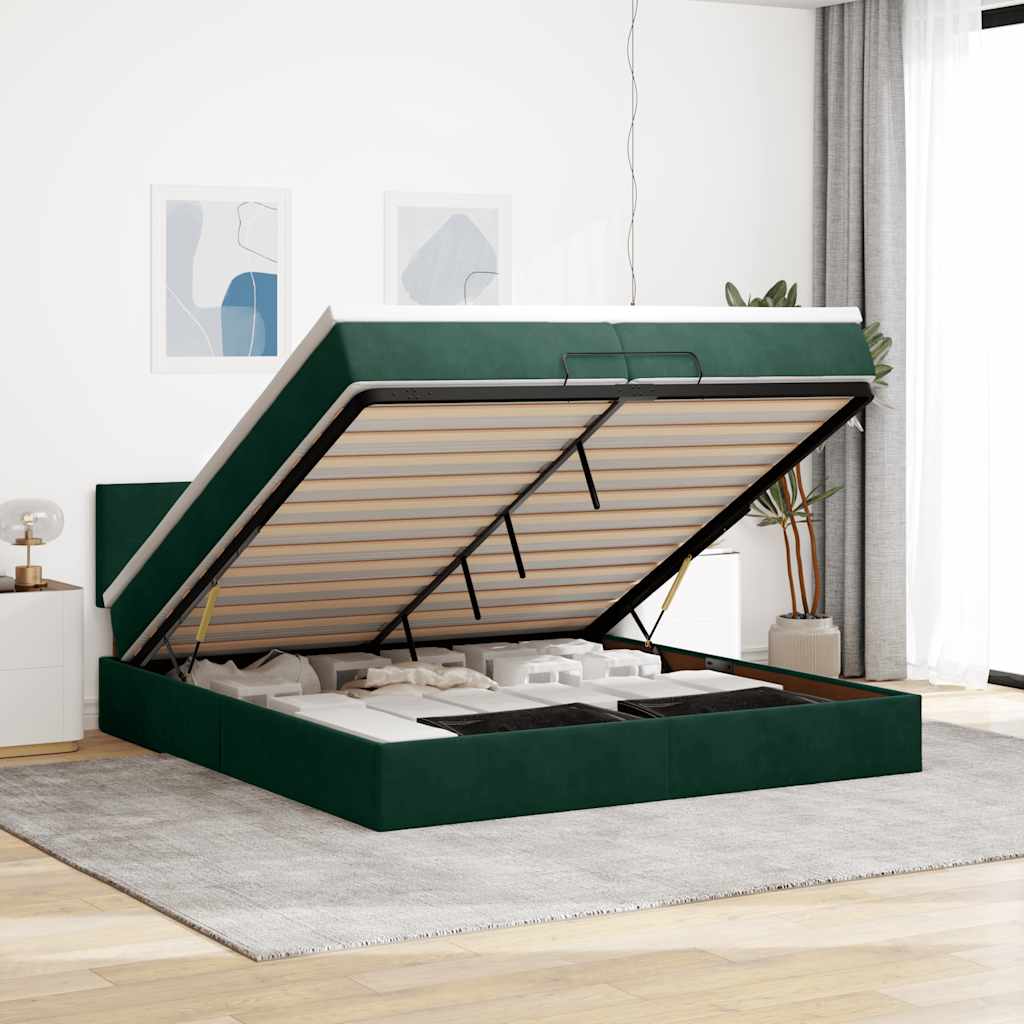 Struttura Letto Pouf con Materasso 200x200 cm in Velluto | homemem39