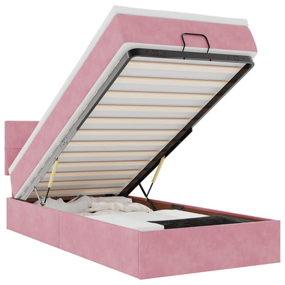 Struttura Letto Pouf con Materasso Rosa 80x200 cm Velluto | homemem39