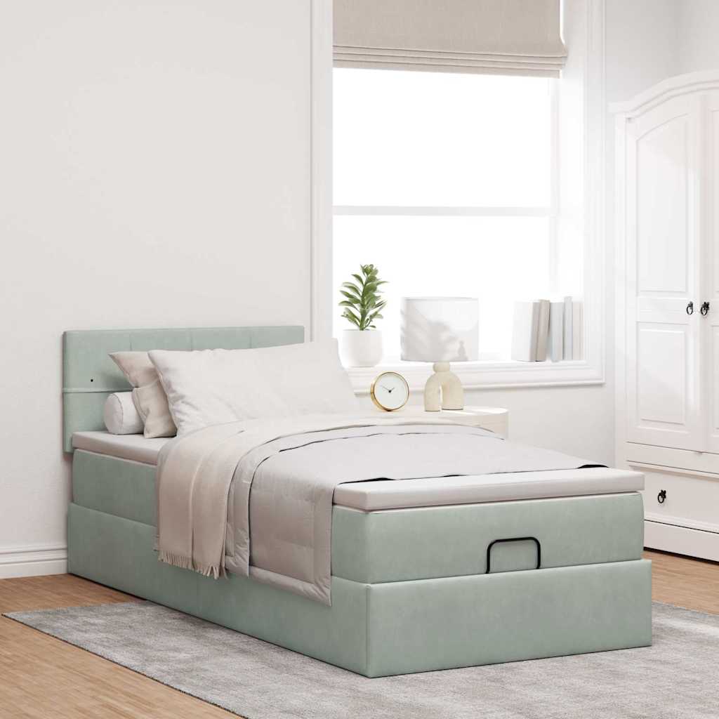 Struttura Letto Pouf con Materasso 90x190 cm in Velluto | homemem39