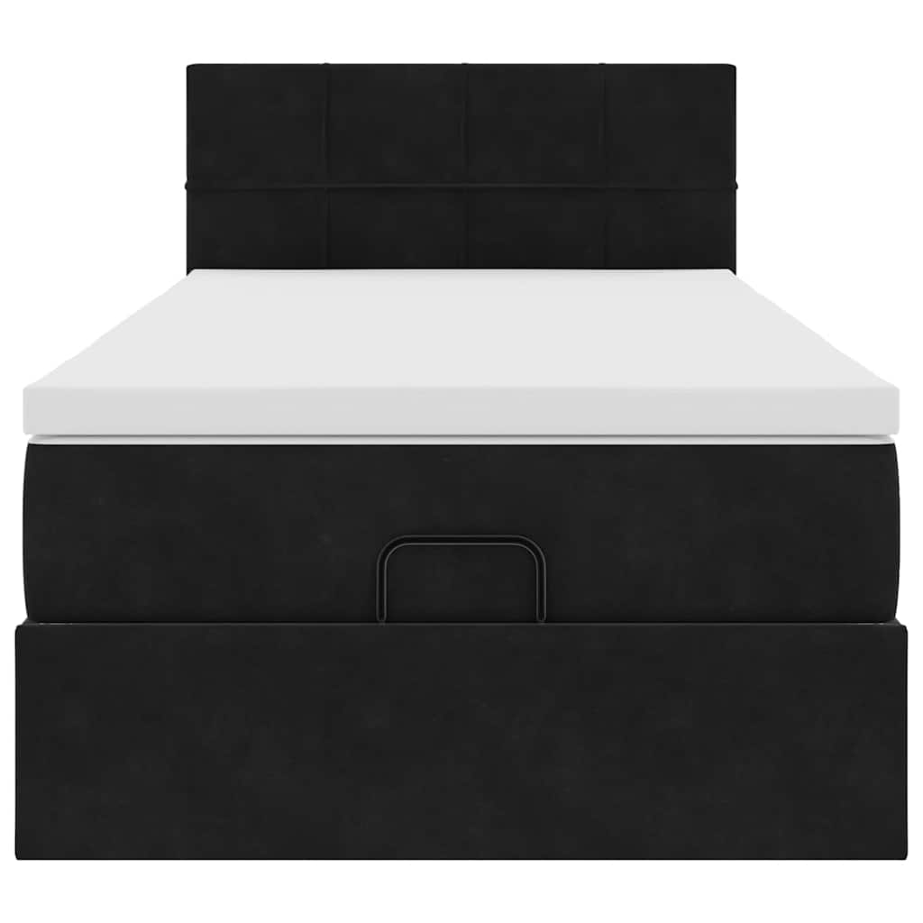 Struttura Letto Pouf con Materasso Nero 90x190 cm in Velluto | homemem39