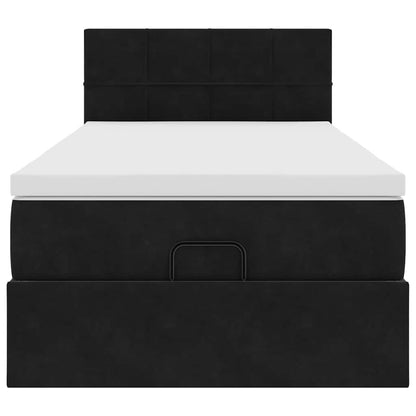 Struttura Letto Pouf con Materasso Nero 90x190 cm in Velluto | homemem39