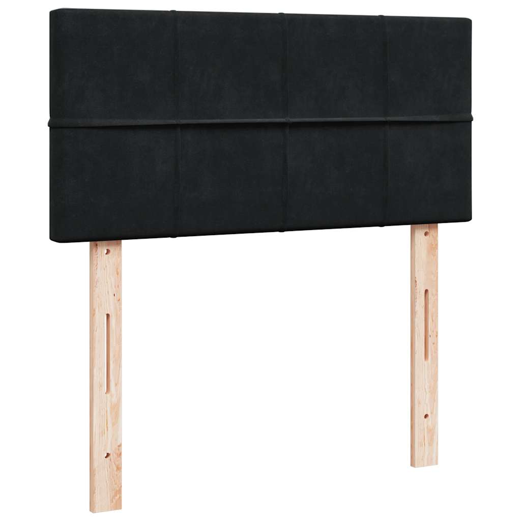Struttura Letto Pouf con Materasso Nero 90x190 cm in Velluto | homemem39