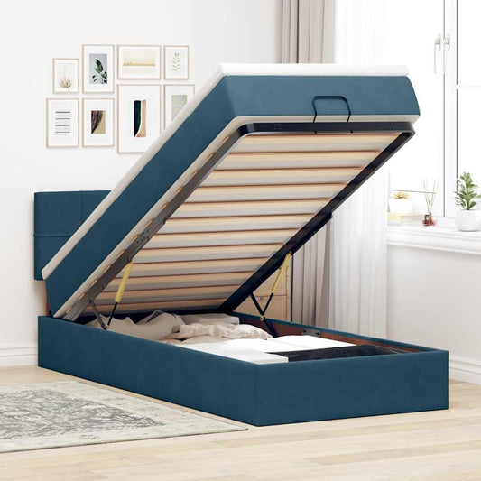 Struttura Letto Pouf con Materasso 90x190 cm in Velluto