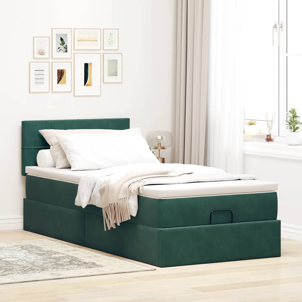 Struttura Letto Pouf con Materasso 90x200 cm in Velluto - homemem39