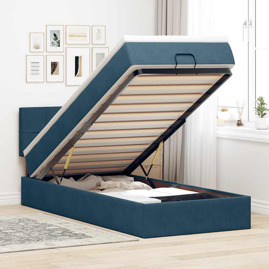 Struttura Letto Pouf con Materasso 90x200 cm in Velluto