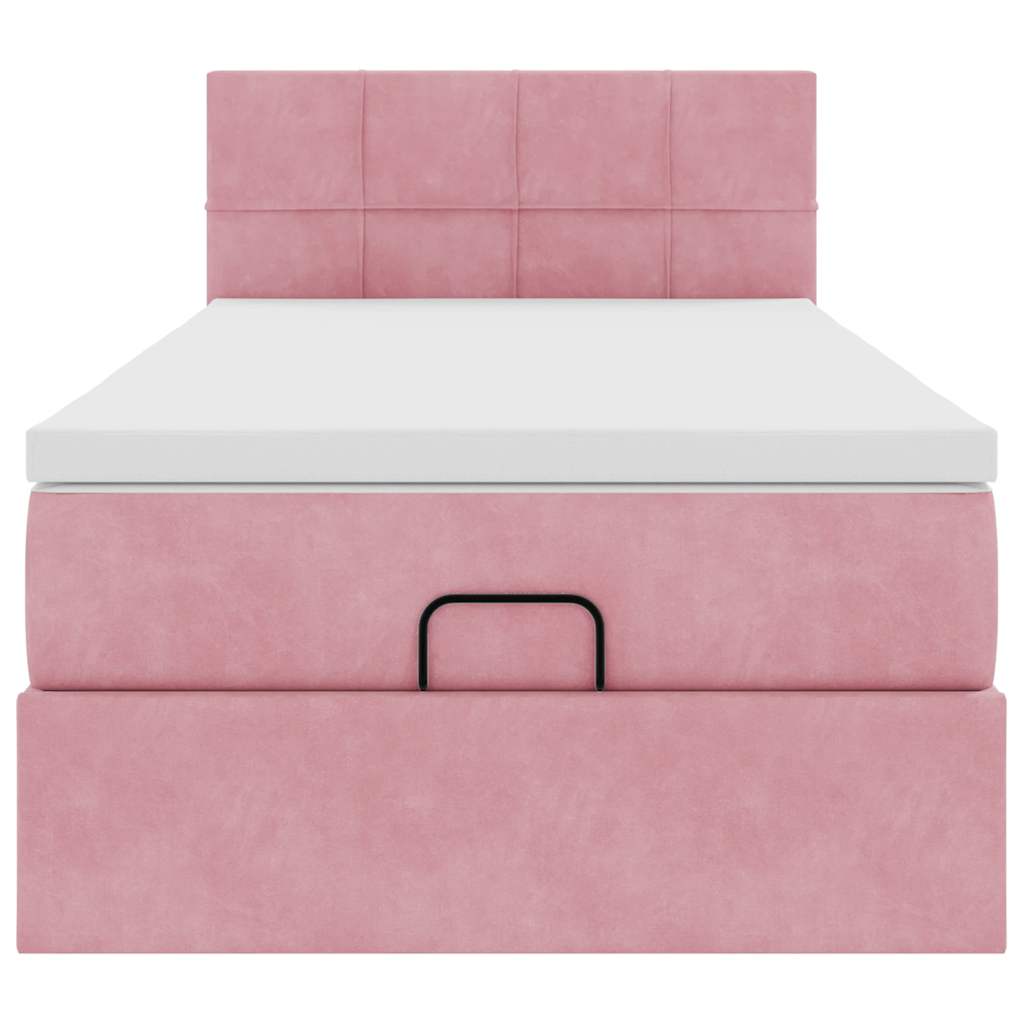 Struttura Letto Pouf con Materasso Rosa 90x200 cm in Velluto - homemem39