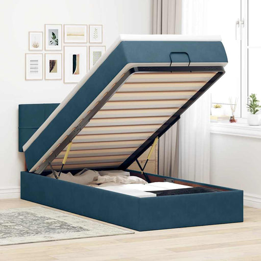 Struttura Letto Pouf con Materasso 100x200 cm Velluto