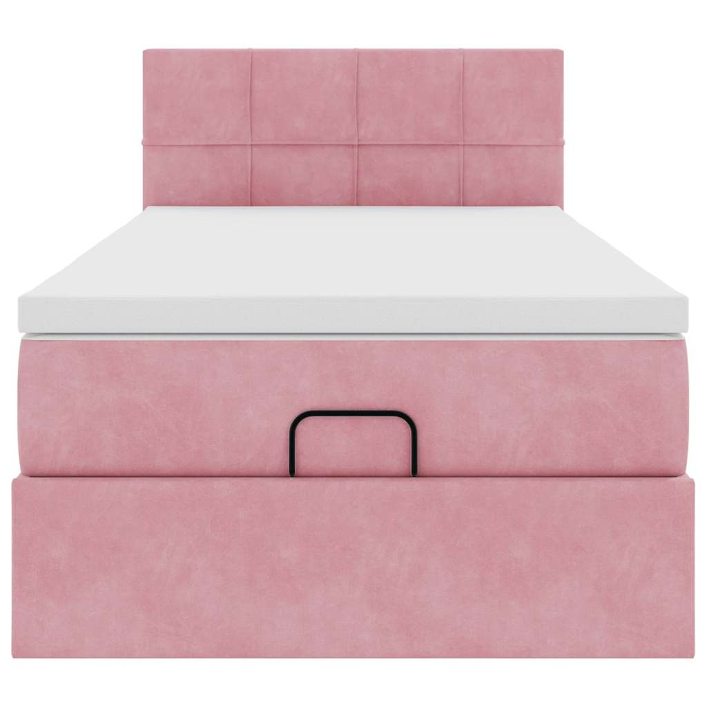 Struttura Letto Pouf con Materasso Rosa 100x200 cm Velluto - homemem39