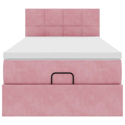 Struttura Letto Pouf con Materasso Rosa 100x200 cm Velluto - homemem39