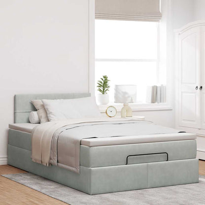 Pouf Letto con Materasso Grigio Chiaro 120x190 cm in Velluto | homemem39