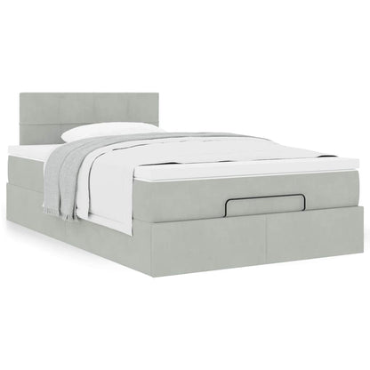 Pouf Letto con Materasso Grigio Chiaro 120x190 cm in Velluto | homemem39