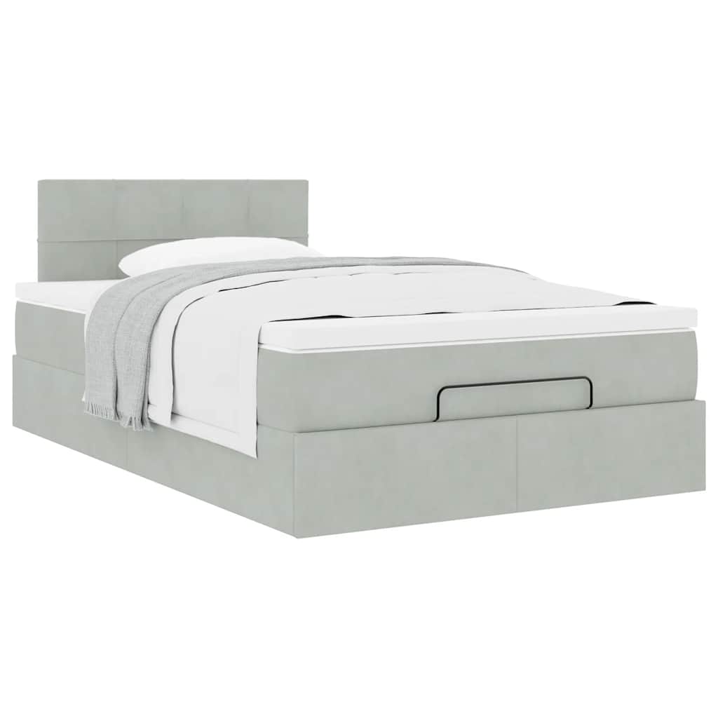 Pouf Letto con Materasso Grigio Chiaro 120x190 cm in Velluto | homemem39