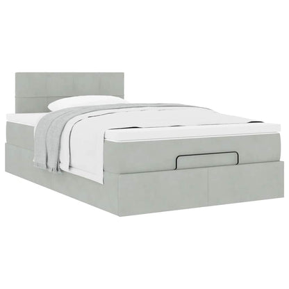 Pouf Letto con Materasso Grigio Chiaro 120x190 cm in Velluto | homemem39