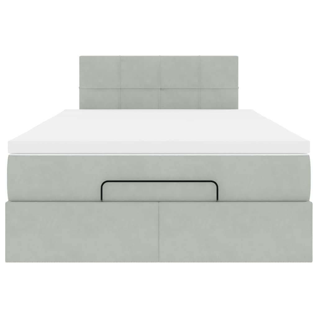 Pouf Letto con Materasso Grigio Chiaro 120x190 cm in Velluto | homemem39