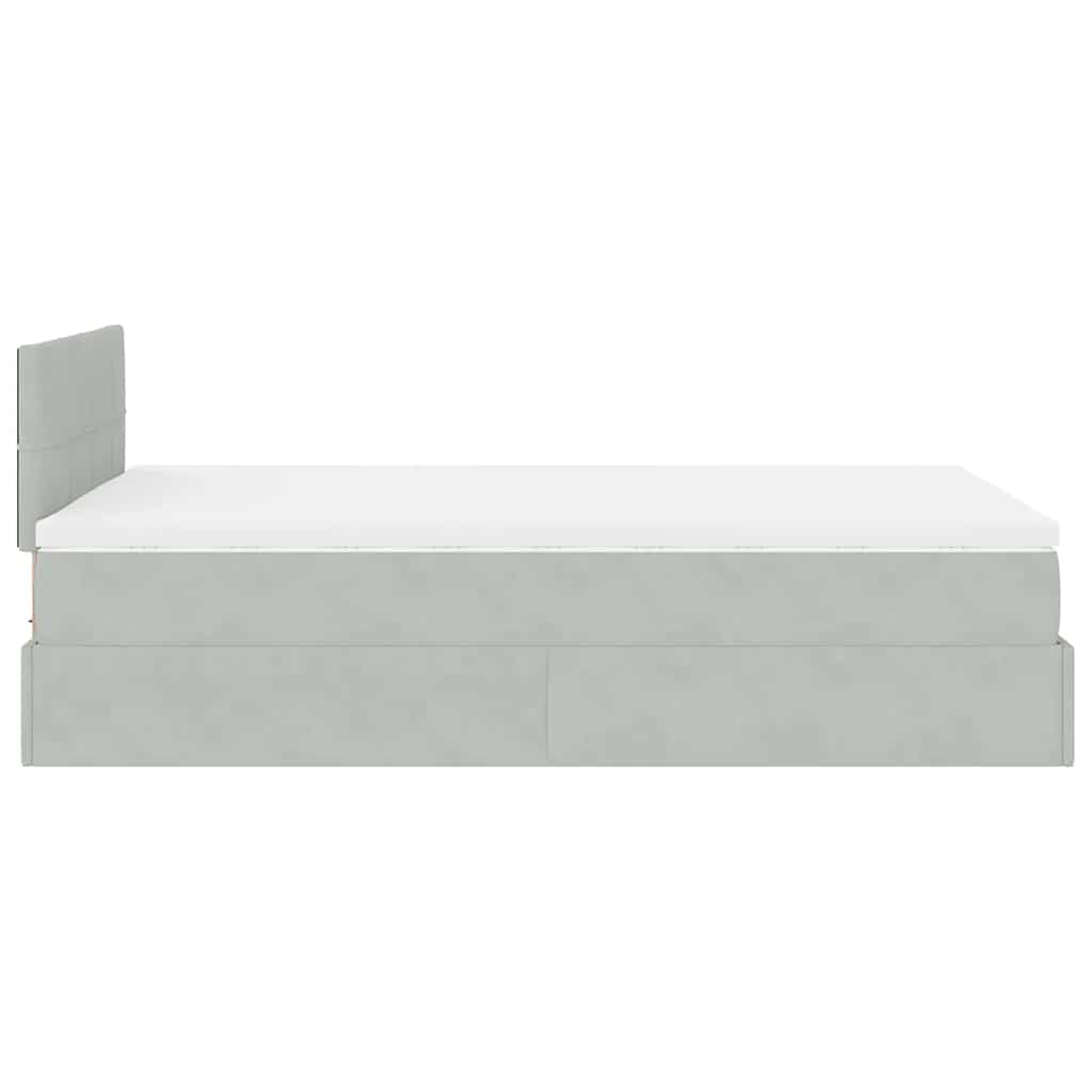 Pouf Letto con Materasso Grigio Chiaro 120x190 cm in Velluto | homemem39