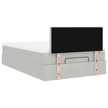 Pouf Letto con Materasso Grigio Chiaro 120x190 cm in Velluto | homemem39