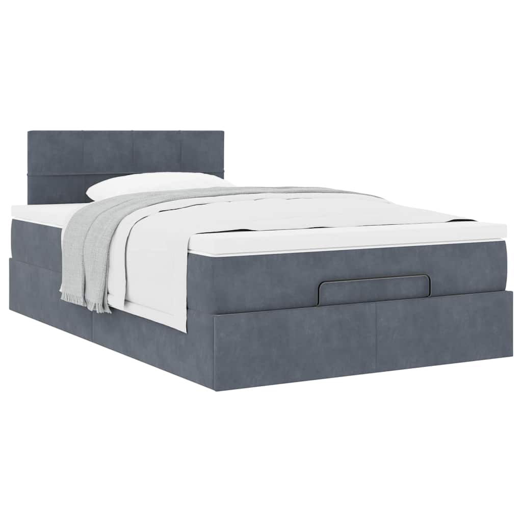 Pouf Letto con Materasso Grigio Scuro 120x190 cm Velluto | homemem39