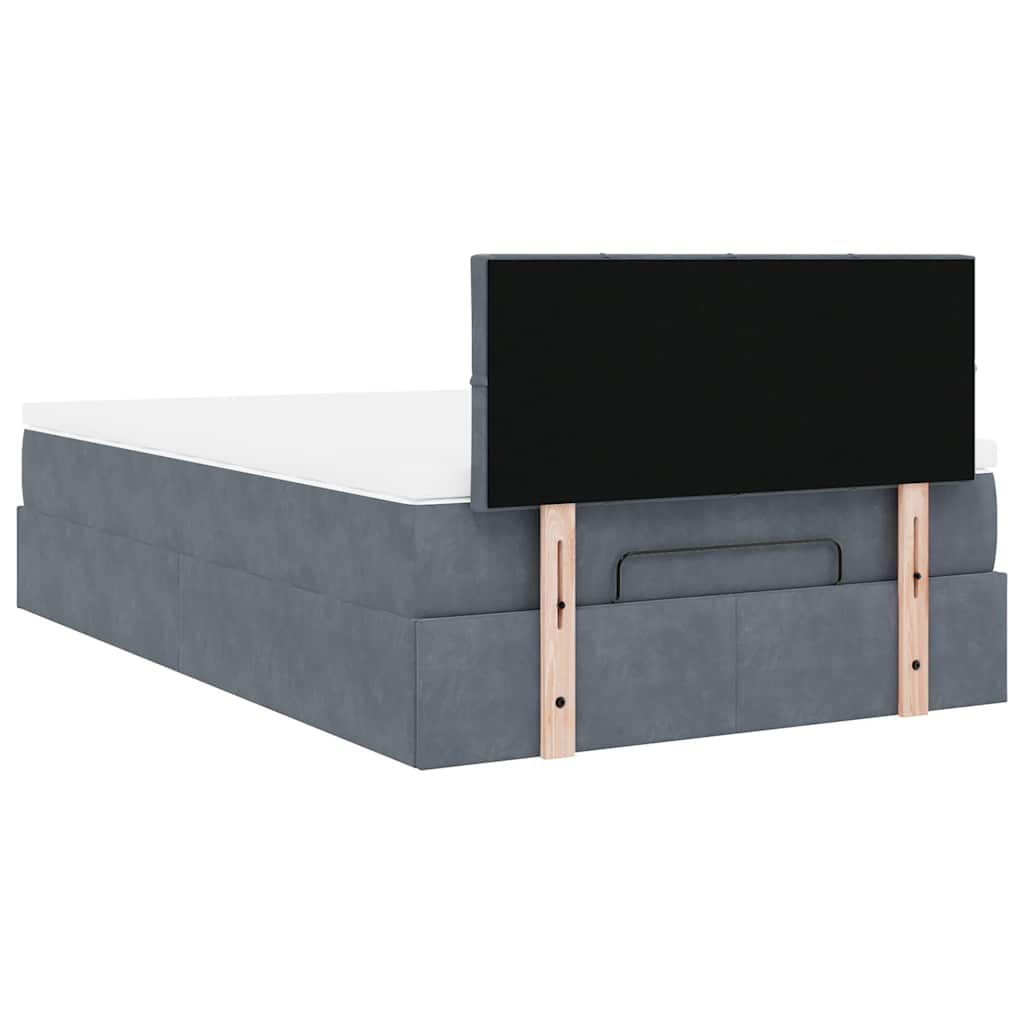 Pouf Letto con Materasso Grigio Scuro 120x190 cm Velluto | homemem39