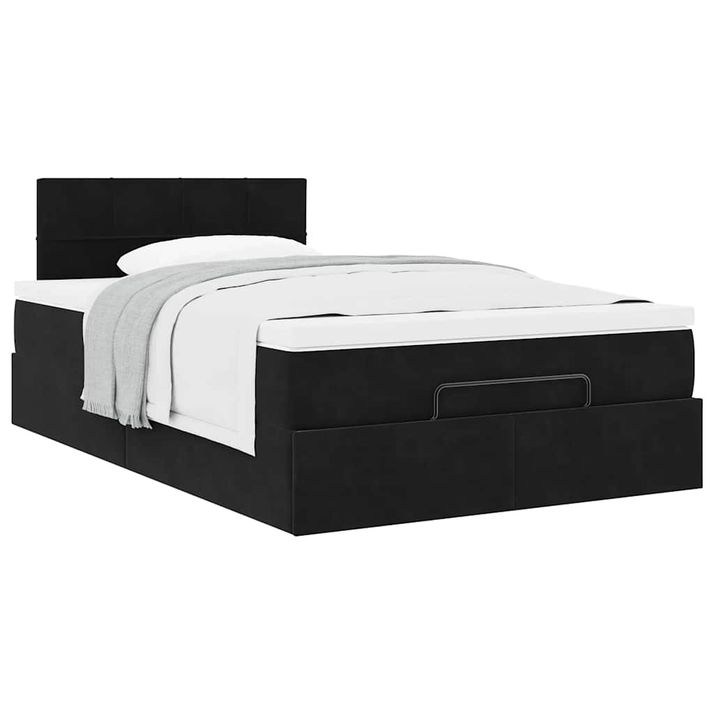 Pouf Letto con Materasso Nero 120x190 cm Velluto | homemem39