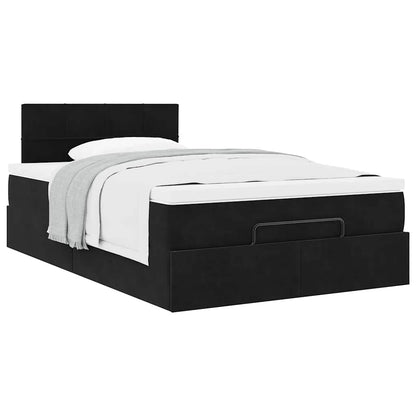Pouf Letto con Materasso Nero 120x190 cm Velluto | homemem39