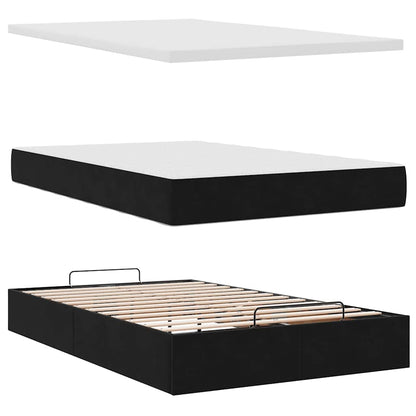 Pouf Letto con Materasso Nero 120x190 cm Velluto | homemem39