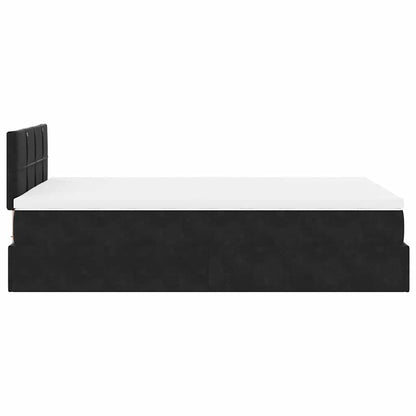 Pouf Letto con Materasso Nero 120x190 cm Velluto | homemem39