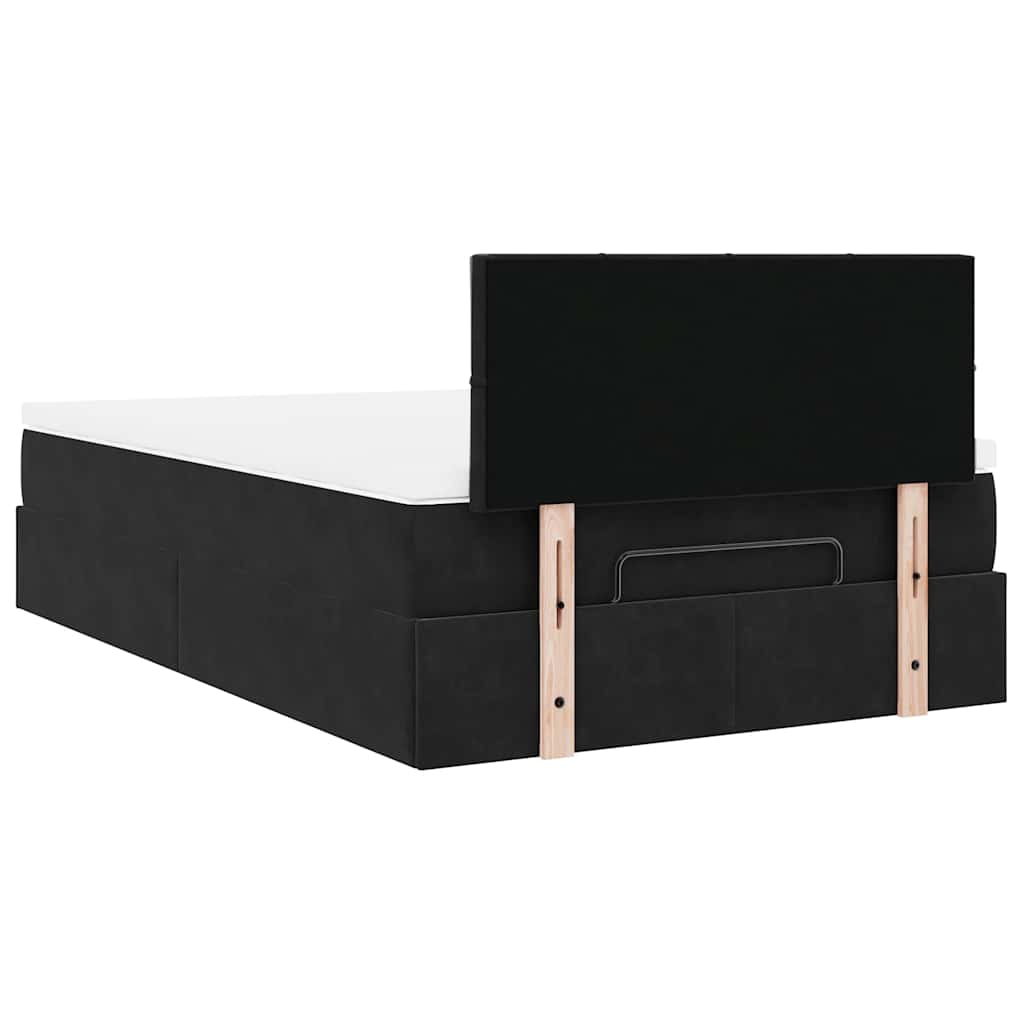 Pouf Letto con Materasso Nero 120x190 cm Velluto | homemem39