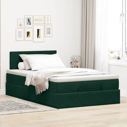 Pouf Letto con Materasso Verde Scuro 120x190 cm Velluto | homemem39