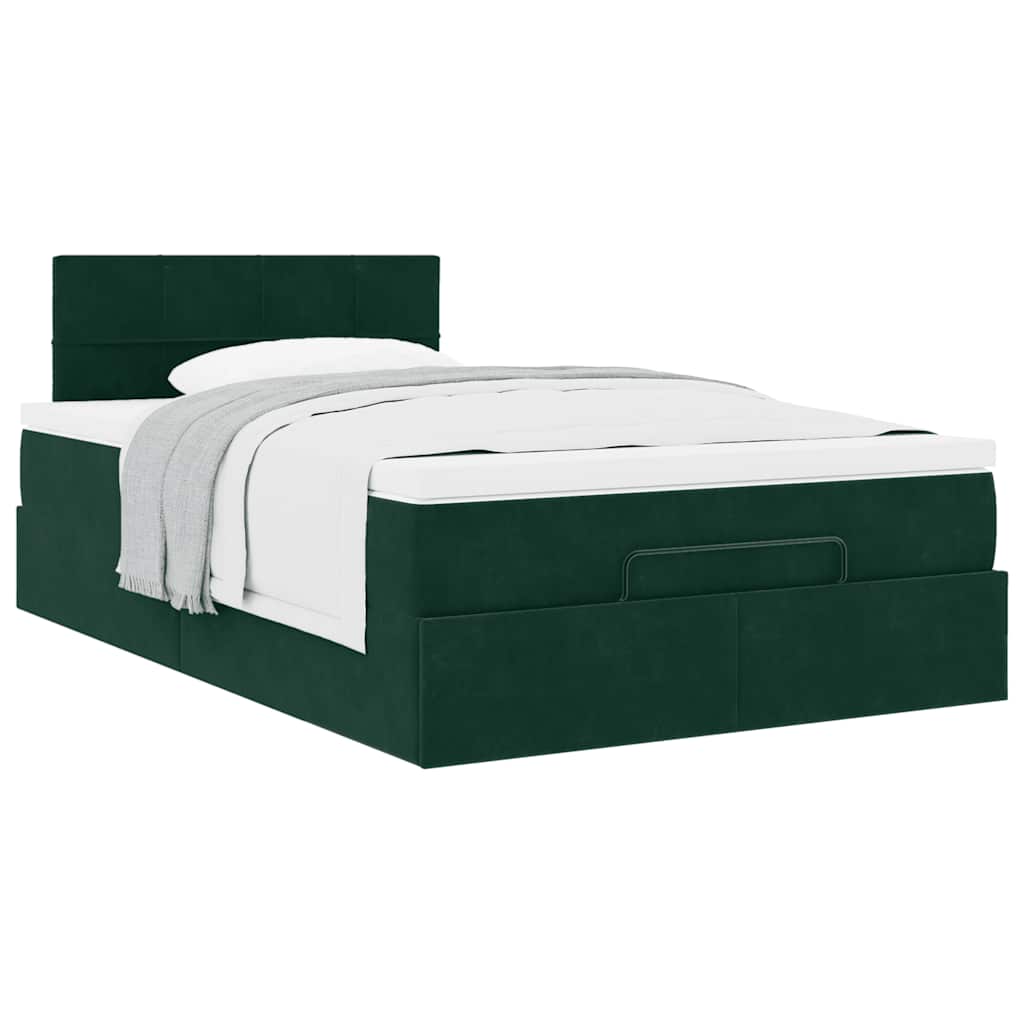 Pouf Letto con Materasso Verde Scuro 120x190 cm Velluto | homemem39