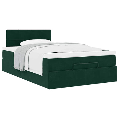 Pouf Letto con Materasso Verde Scuro 120x190 cm Velluto | homemem39