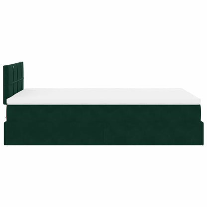 Pouf Letto con Materasso Verde Scuro 120x190 cm Velluto | homemem39