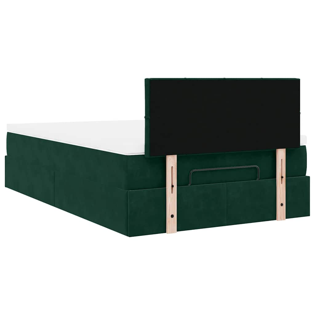 Pouf Letto con Materasso Verde Scuro 120x190 cm Velluto | homemem39