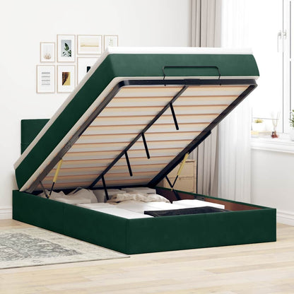 Pouf Letto con Materasso Verde Scuro 120x190 cm Velluto | homemem39