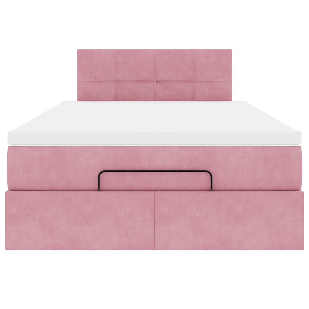 Pouf Letto con Materasso Rosa 120x190 cm Velluto