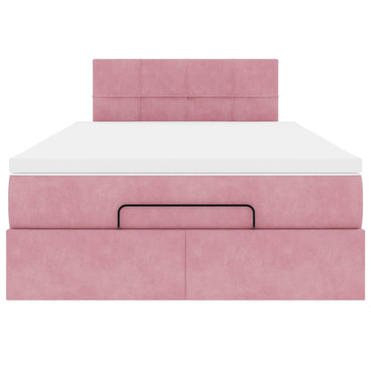 Pouf Letto con Materasso Rosa 120x190 cm Velluto