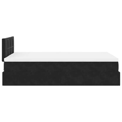 Struttura Letto Pouf con Materasso Nero 120x200 cm Velluto