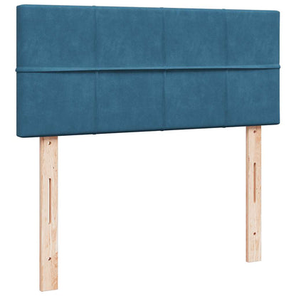 Struttura Letto Pouf con Materasso Blu Scuro 120x200 cm Velluto