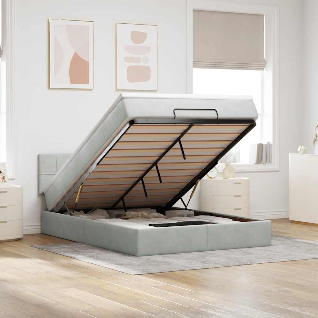 Struttura Letto Pouf con Materasso 140x190 cm Velluto | homemem39