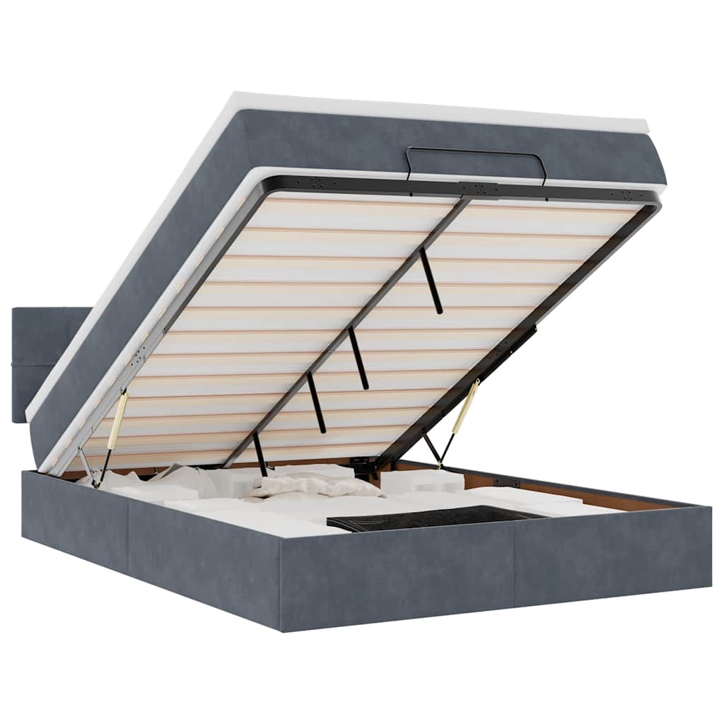 Struttura Letto Pouf con Materasso 140x190 cm Velluto - homemem39