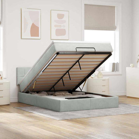 Struttura Letto Pouf con Materasso 140x200 cm in Velluto
