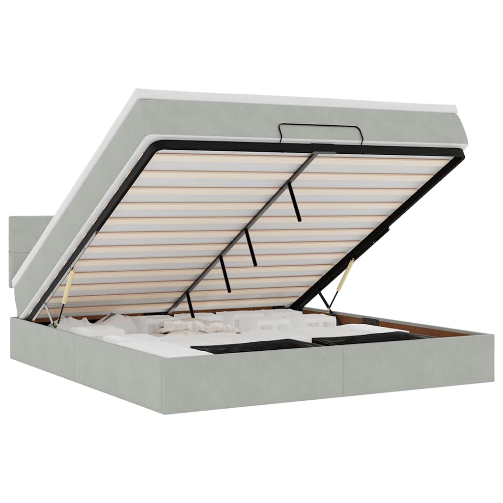 Struttura Letto Pouf con Materasso 160x200 cm in Velluto - homemem39