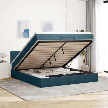 Struttura Letto Pouf con Materasso 160x200 cm in Velluto | homemem39