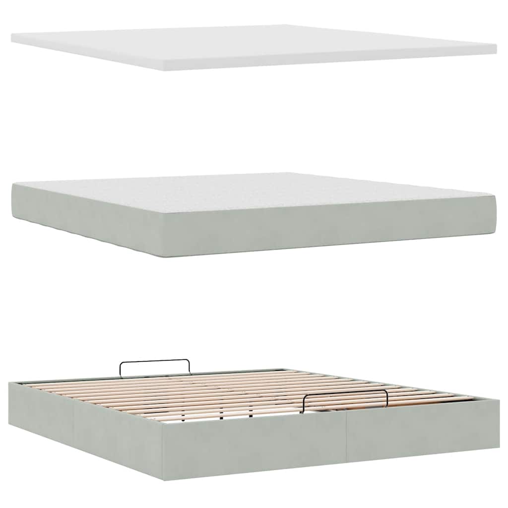 Struttura Letto Pouf con Materasso 180x200 cm in Velluto | homemem39