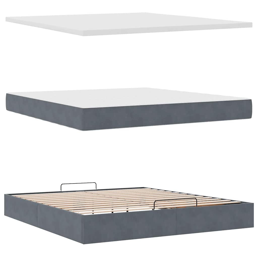 Struttura Letto Pouf con Materasso 180x200 cm in Velluto | homemem39