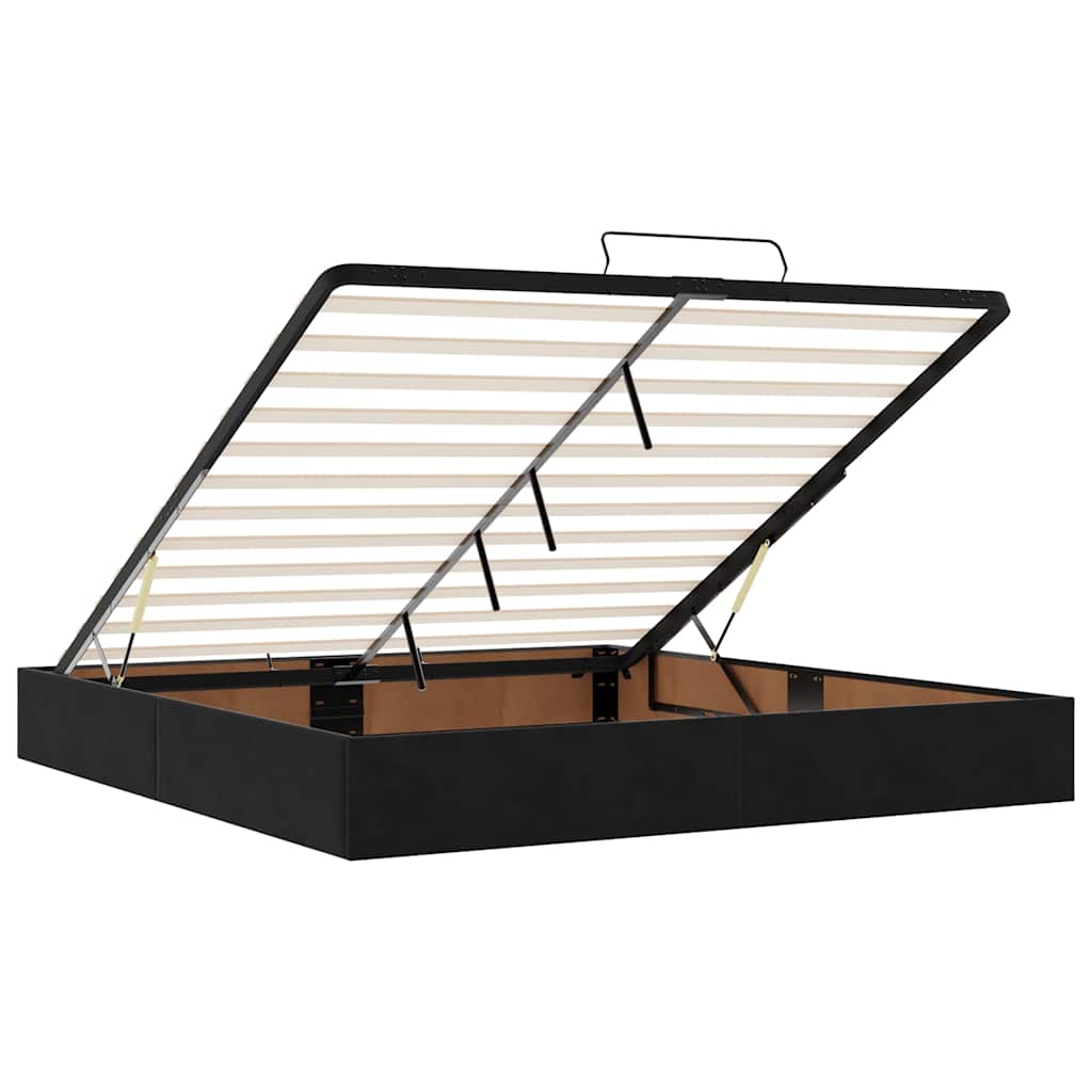 Struttura Letto Pouf con Materasso Nero 180x200 cm in Velluto - homemem39