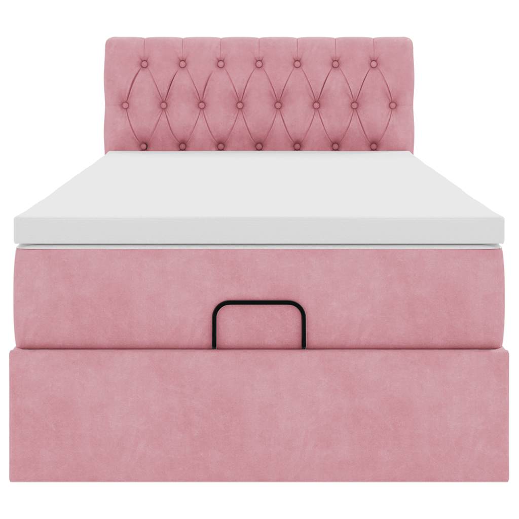 Struttura Letto Pouf con Materasso Rosa 80x200 cm Velluto | homemem39