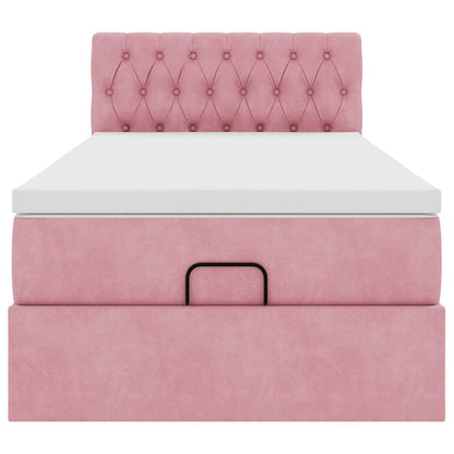 Struttura Letto Pouf con Materasso Rosa 80x200 cm Velluto | homemem39