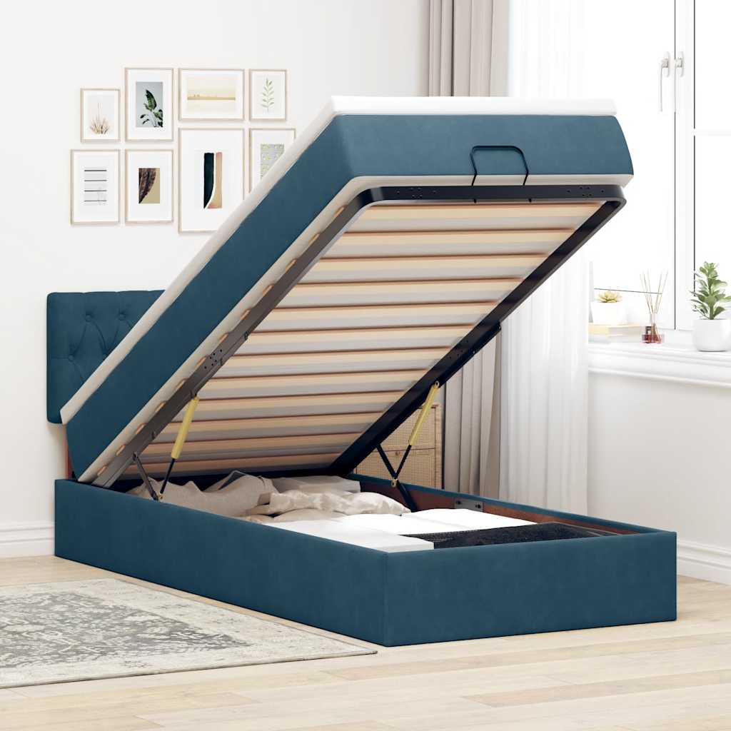 Struttura Letto Pouf con Materasso 90x190 cm in Velluto